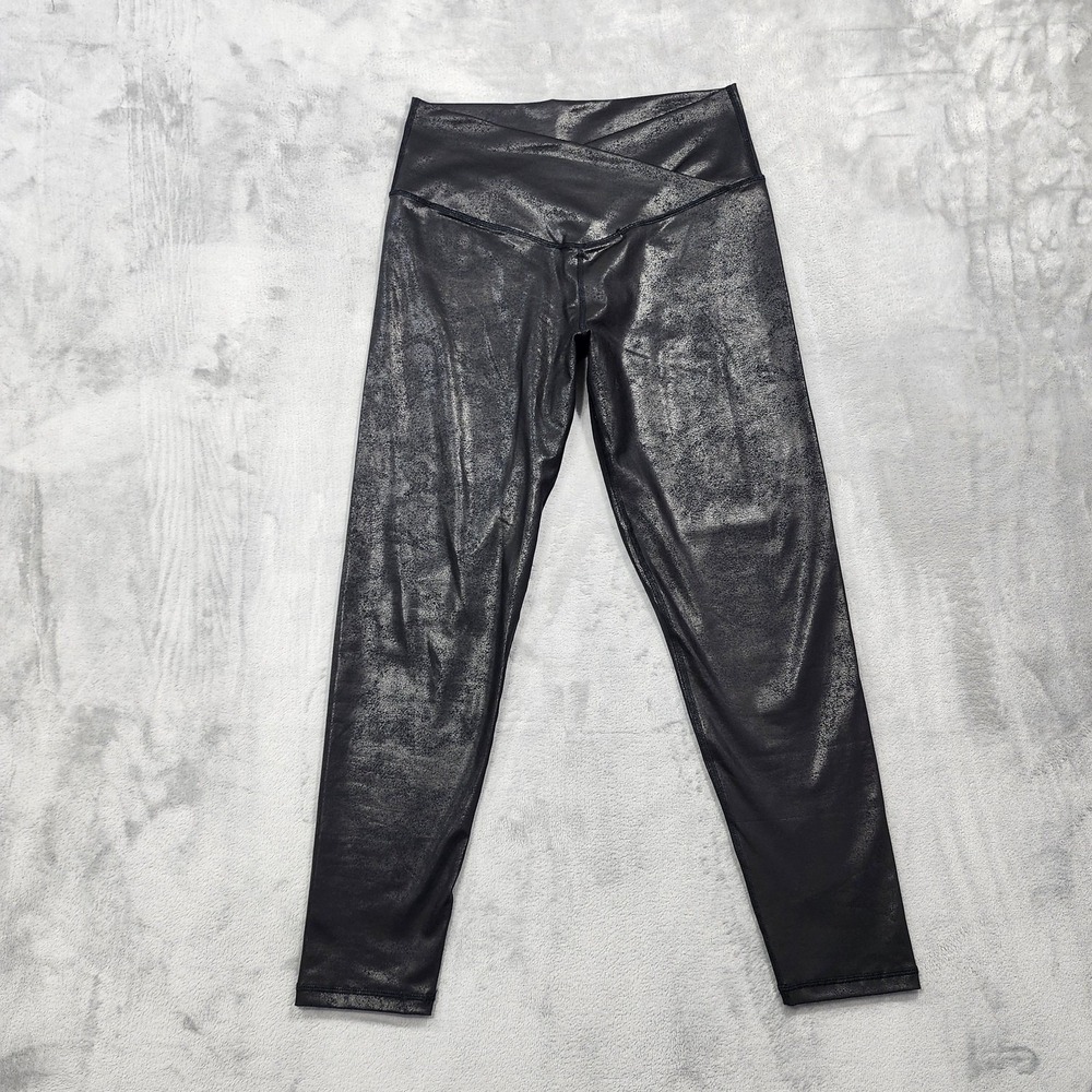 OFFLINE By Aerie Leggings Womens‎ XL Black High Rise Ankle Faux Leather Stretch